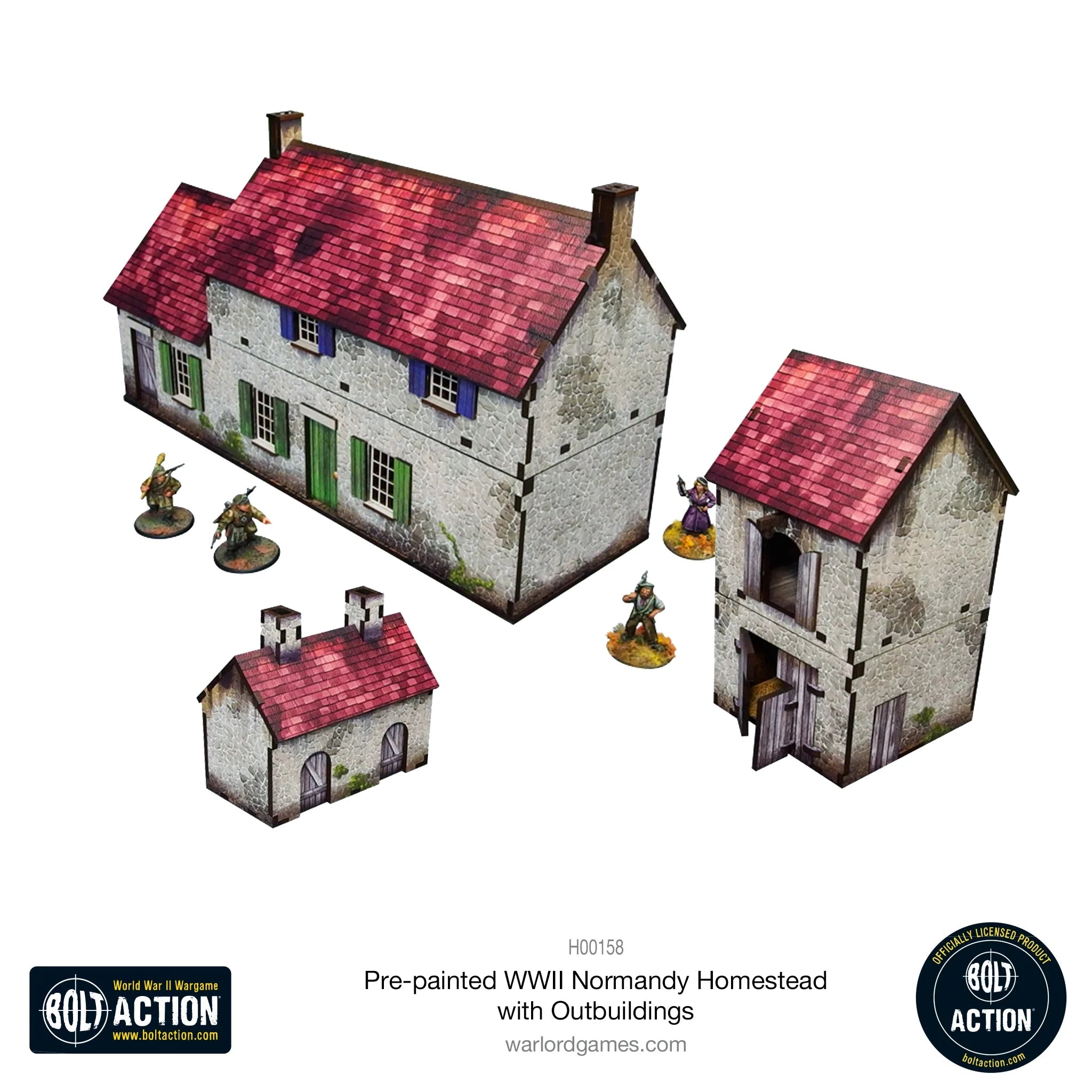 Bolt Action: Pre-painted WWII Normandy Homestead with Outbuildings | Boutique FDB