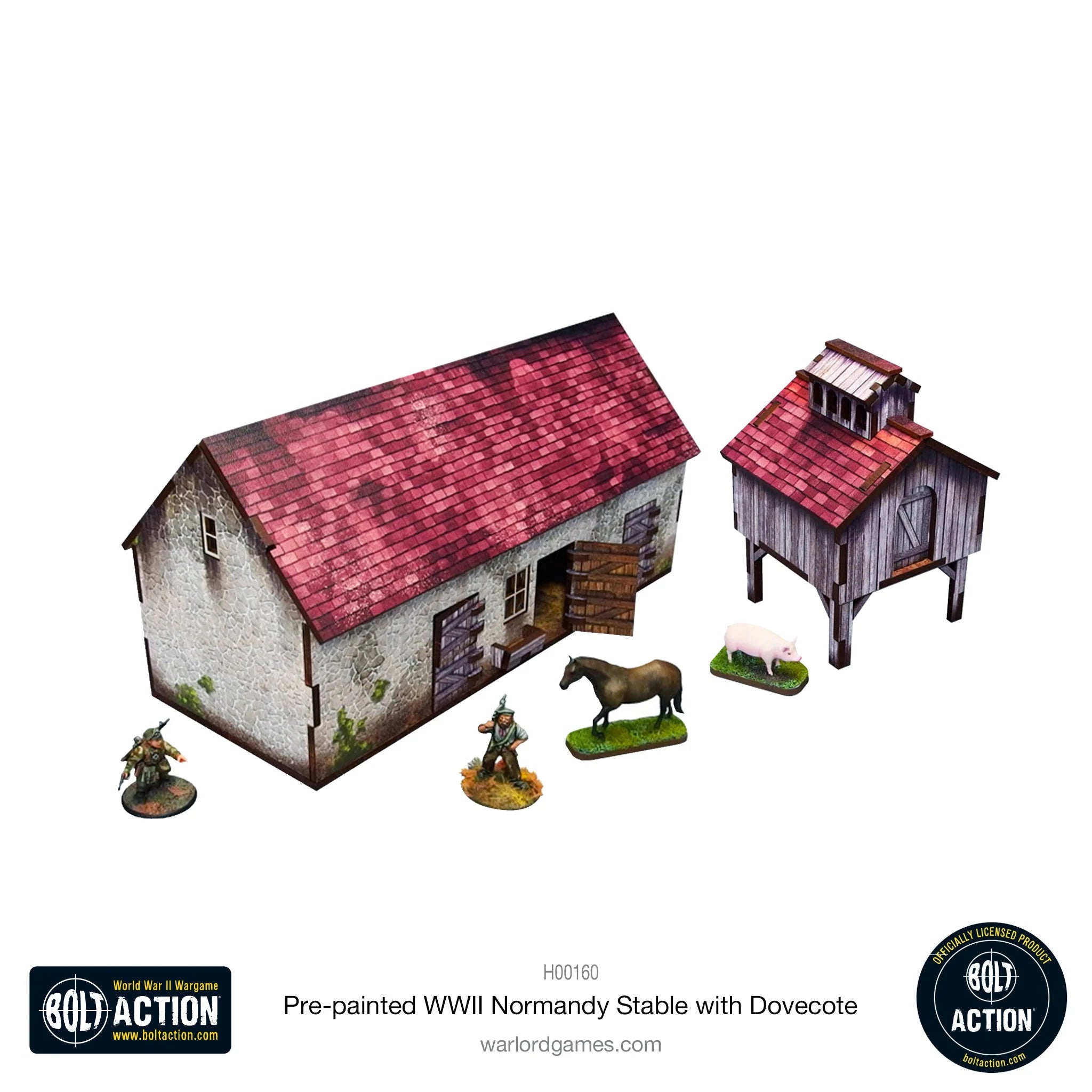 Bolt Action: Pre-painted WWII Normandy Stable with Dovecote | Boutique FDB