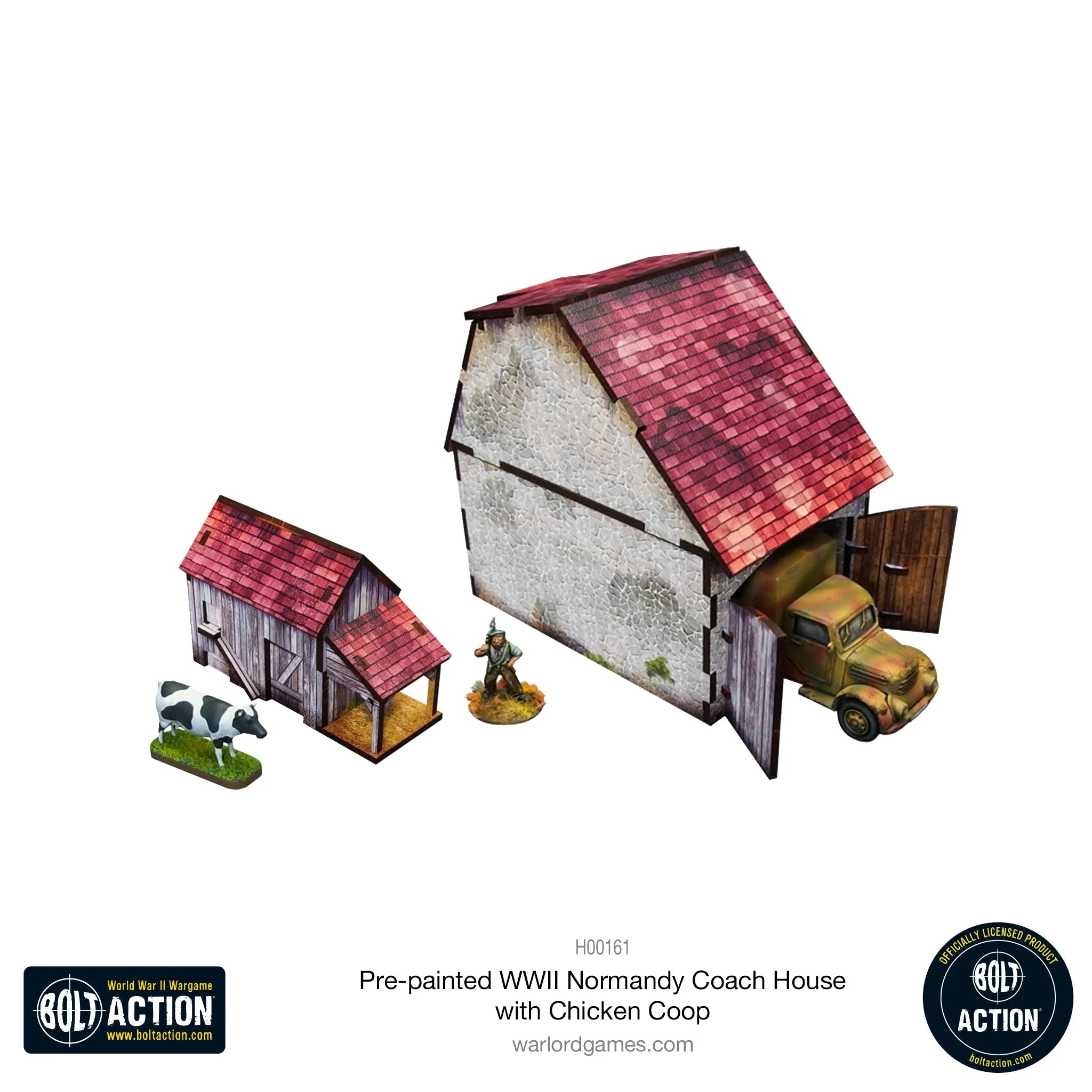 Bolt Action: Pre-painted WWII Normandy Coach House with Chicken Coop | Boutique FDB