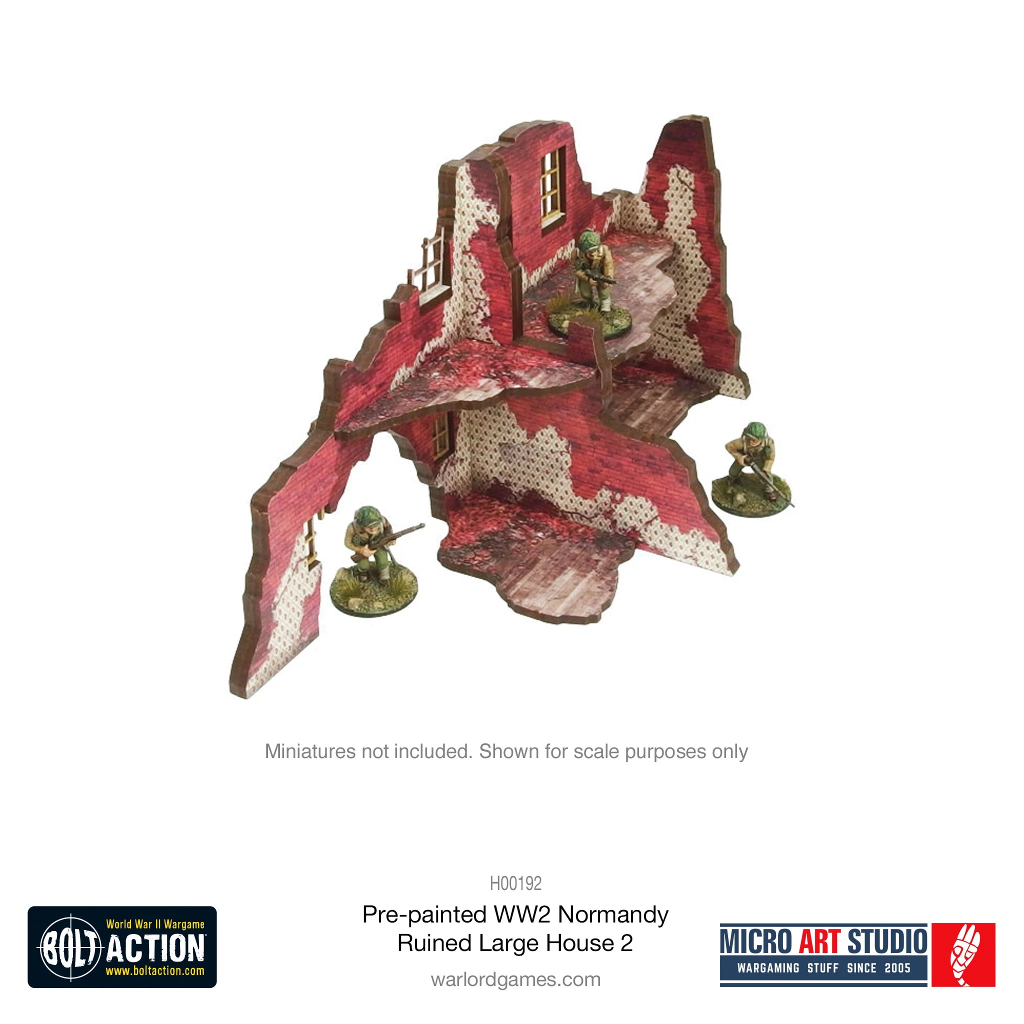 Bolt Action: Pre-painted WWII Normandy Ruined Large House 2 | Boutique FDB