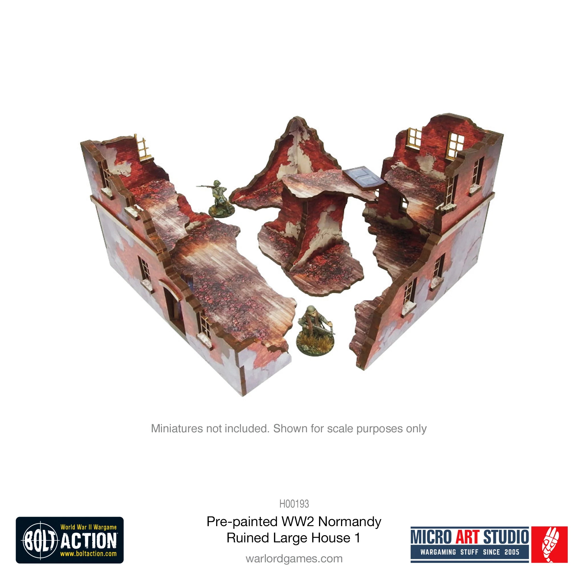 Bolt Action: Pre-painted WWII Normandy Ruined Large House 1 | Boutique FDB