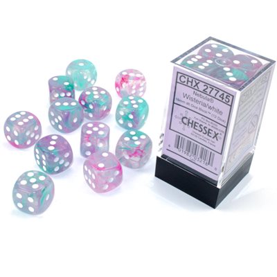 Chessex Nebula: 12D6 Wisteria / White Luminary | Boutique FDB