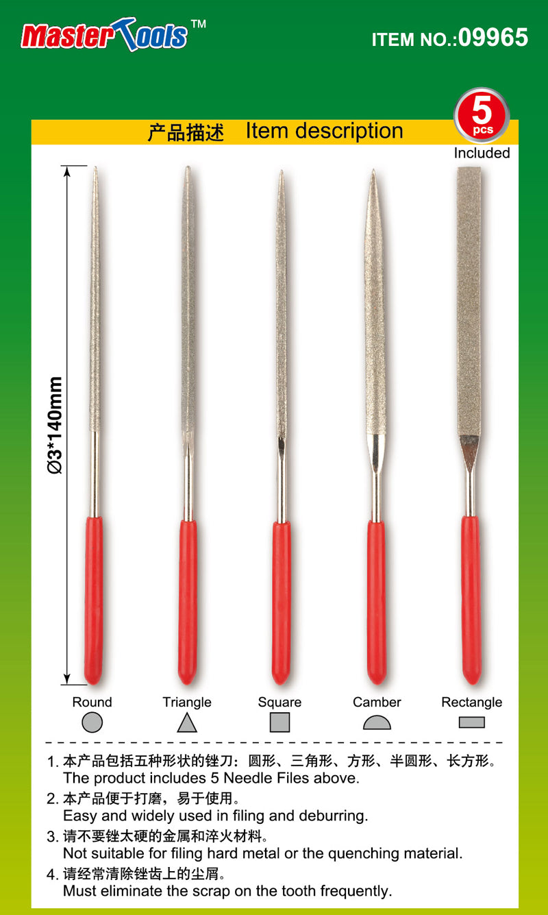 Master Tools Assorted diamond files set (Grit size:150#, 5pcs)3x140mm | Boutique FDB