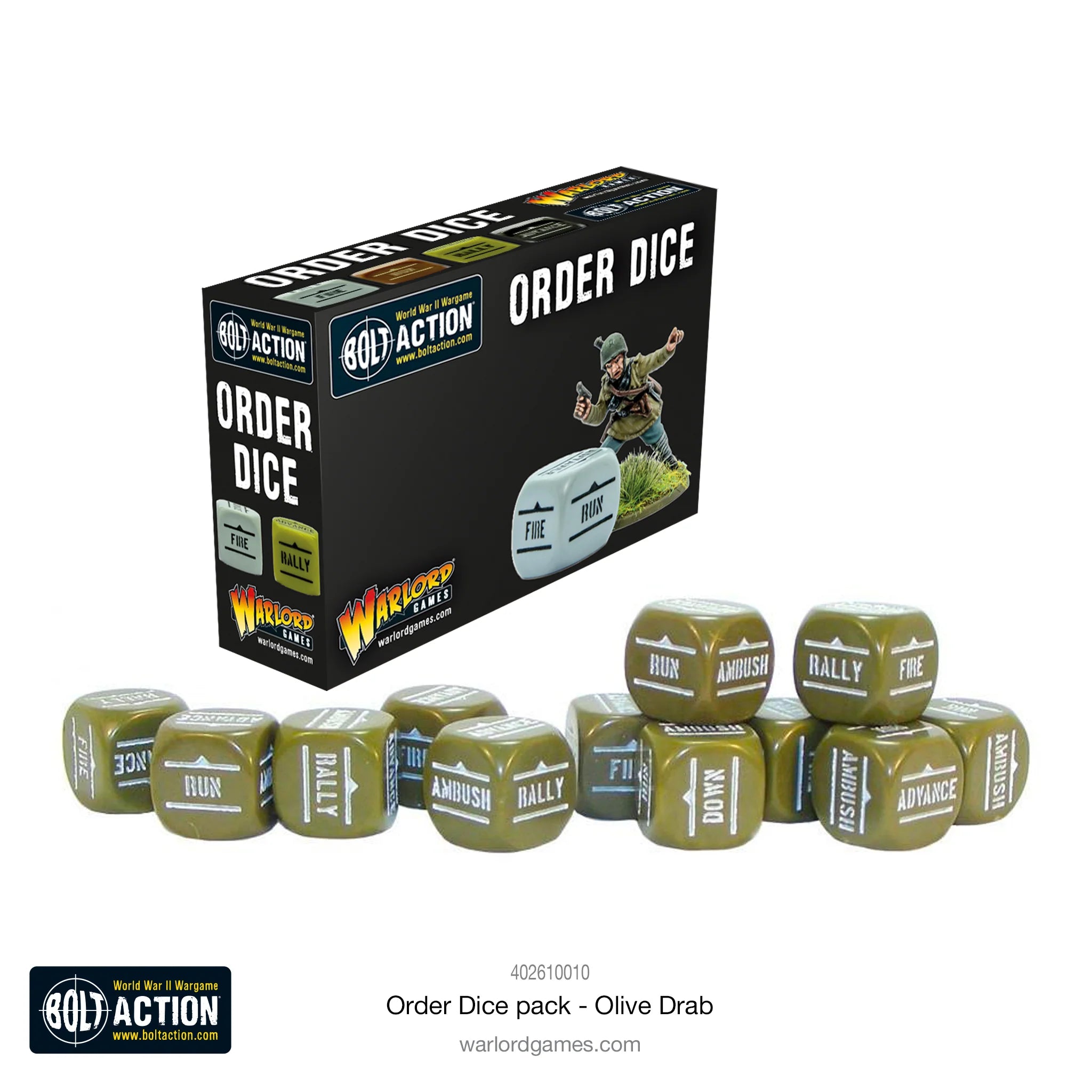 Bolt Action: Orders Dice Pack - Olive Drab | Boutique FDB