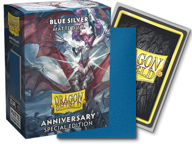 DRAGON SHIELD ANNIVERSARY SPECIAL EDITION BLUE/SILVER MATTE DUAL 100CT SLEEVES | Boutique FDB