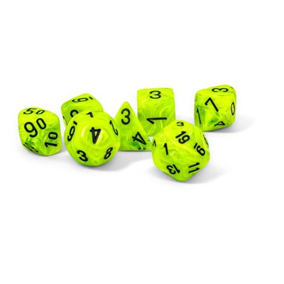 Dice: 7 pc: Vortex: Mega-Hedral: Bright Green / Black | Boutique FDB