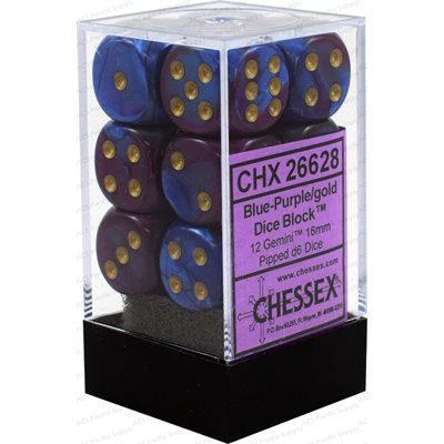 Chessex Gemini: 12D6 Blue-Purple / Gold | Boutique FDB