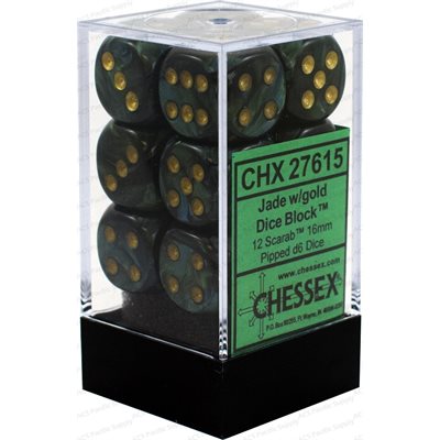 Chessex Scarab: 12D6 Jade / Gold | Boutique FDB