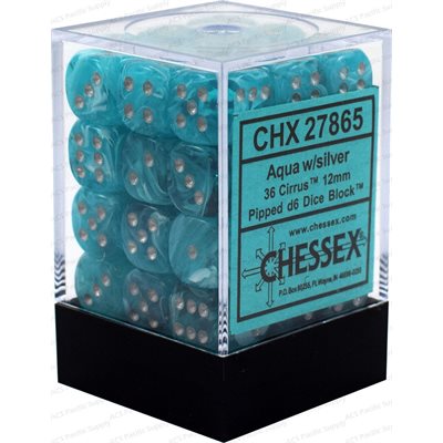 Chessex : Dice - Cirrus: 36D6 Aqua / Silver | Boutique FDB