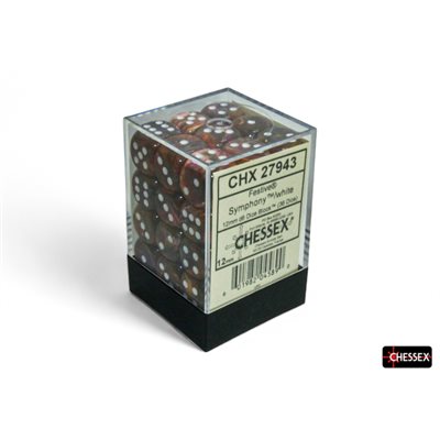Dice: 36x D6: 12 mm: Festive: Symphone / White | Boutique FDB