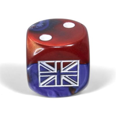 Chessex Dice: 12x D6: 16 mm: Gemini: WW2 Great Britain War Dice: Blue-Red / White | Boutique FDB