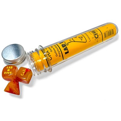 Lab Dice 8: Gemini: 7pc Red / Yellow Luminary (with bonus die) | Boutique FDB