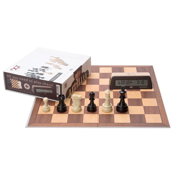 Chess Starter Box - Brown (Pieces + Board + Clock) | Boutique FDB