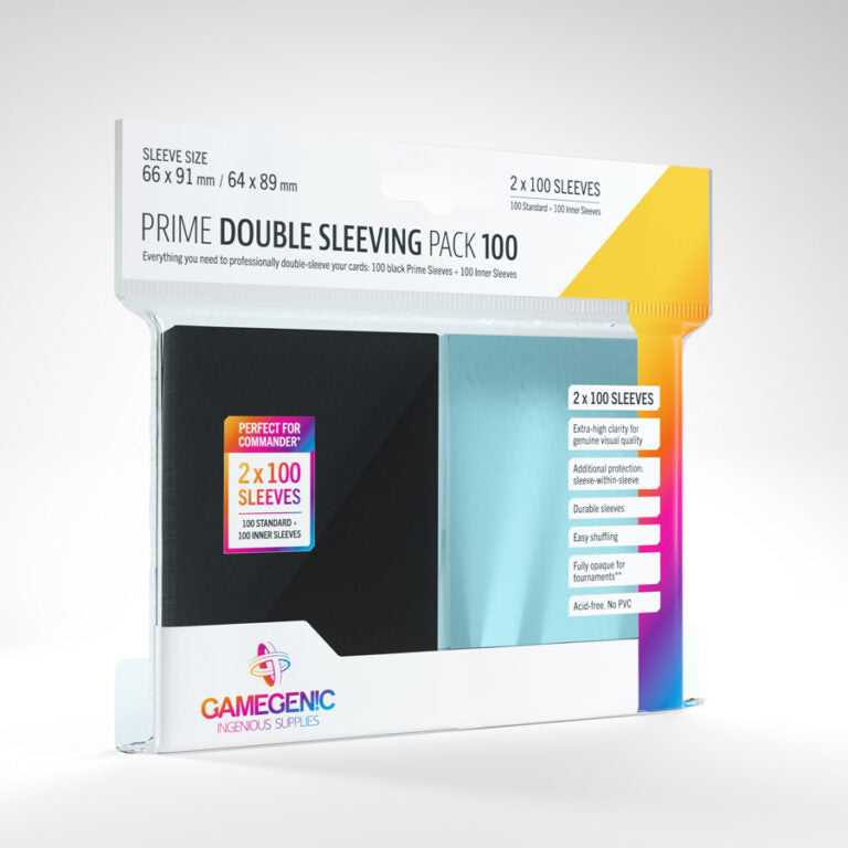 Gamegenic Sleeves : Prime - Double Sleeving Pack Black/Clear (2x 100) | Boutique FDB