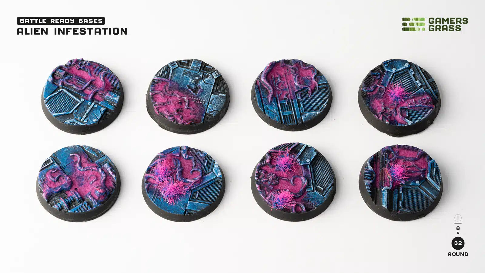 GamersGrass - Battle Ready Bases - Alien Infestation, Round 32mm | Boutique FDB