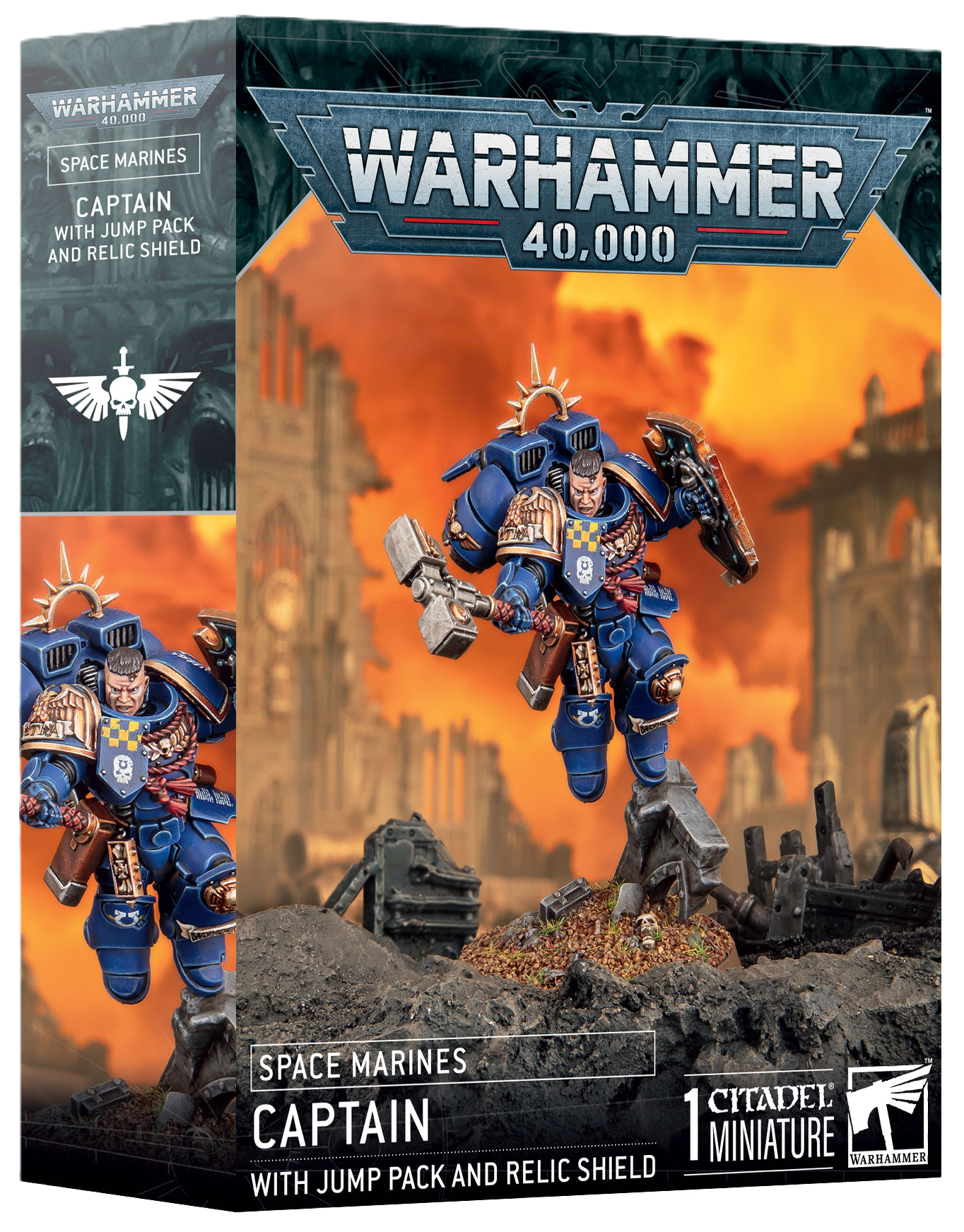 WARHAMMER 40K: Space Marines : Captain with Jump Pack and Relic Shield | Boutique FDB