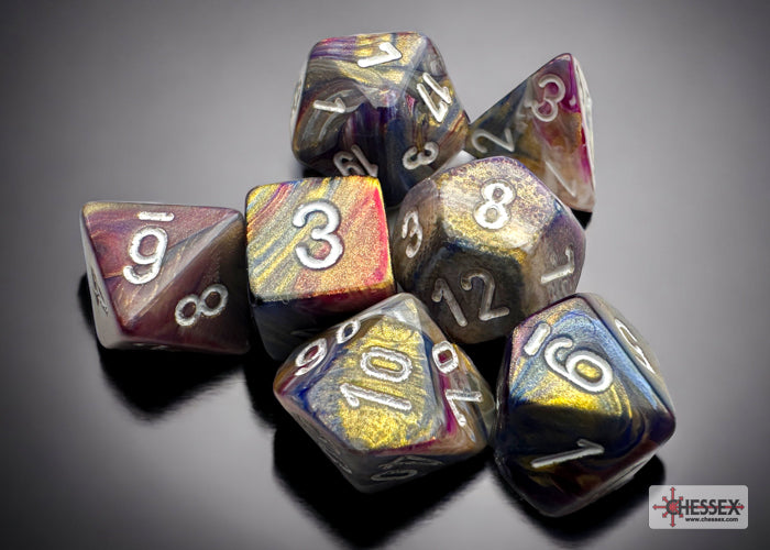 FESTIVE MINI-POLYHEDRAL 7-DIE SET CAROUSEL/WHITE | Boutique FDB