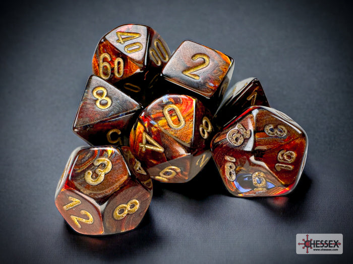 MINI SCARAB 7-DIE SET BLUE BLOOD/GOLD | Boutique FDB