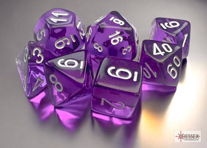 MINI TRANSLUCENT 7-DIE SET PURPLE/WHITE | Boutique FDB