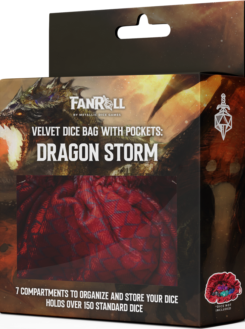 VELVET DICE BAG COMPARTMENT DRAGON STORM RED | Boutique FDB