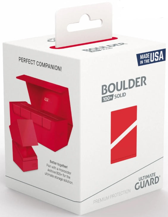 Ultimate Guard : Deck Case - Boulder 100+ - Solid Red | Boutique FDB