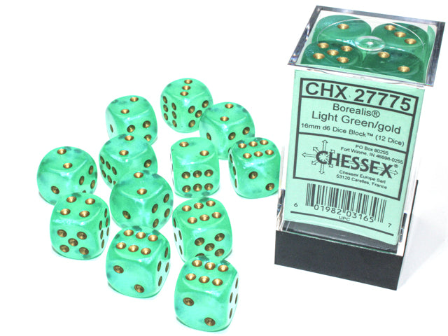 BOREALIS 12D6 LIGHT GREEN/GOLD 16MM LUMINARY | Boutique FDB