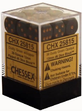 Chessex -  Opaque Dusty Green/Copper 36D6 | Boutique FDB