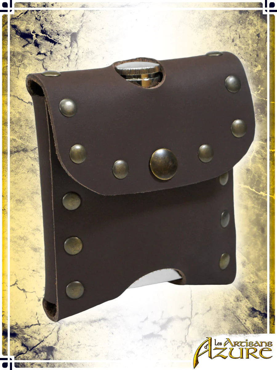 Les Artisans D'Azure : Studded Flask Holder (with Flask) - Brown | Boutique FDB