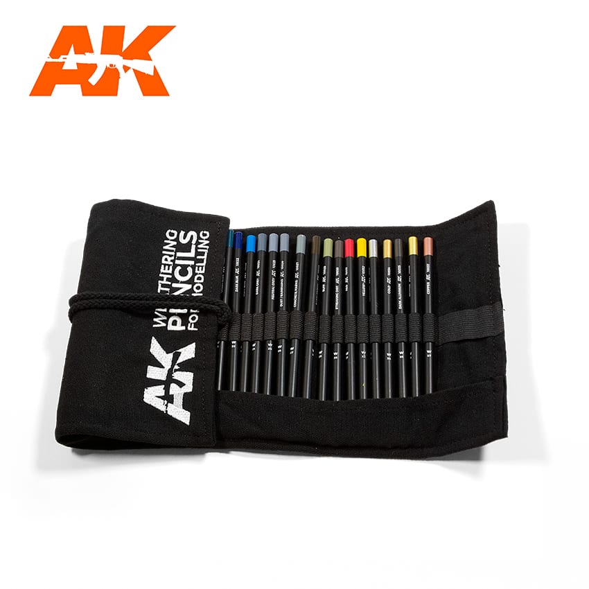 AK - Weathering Pencil Full Range Cloth Case (All 37 Colours) | Boutique FDB