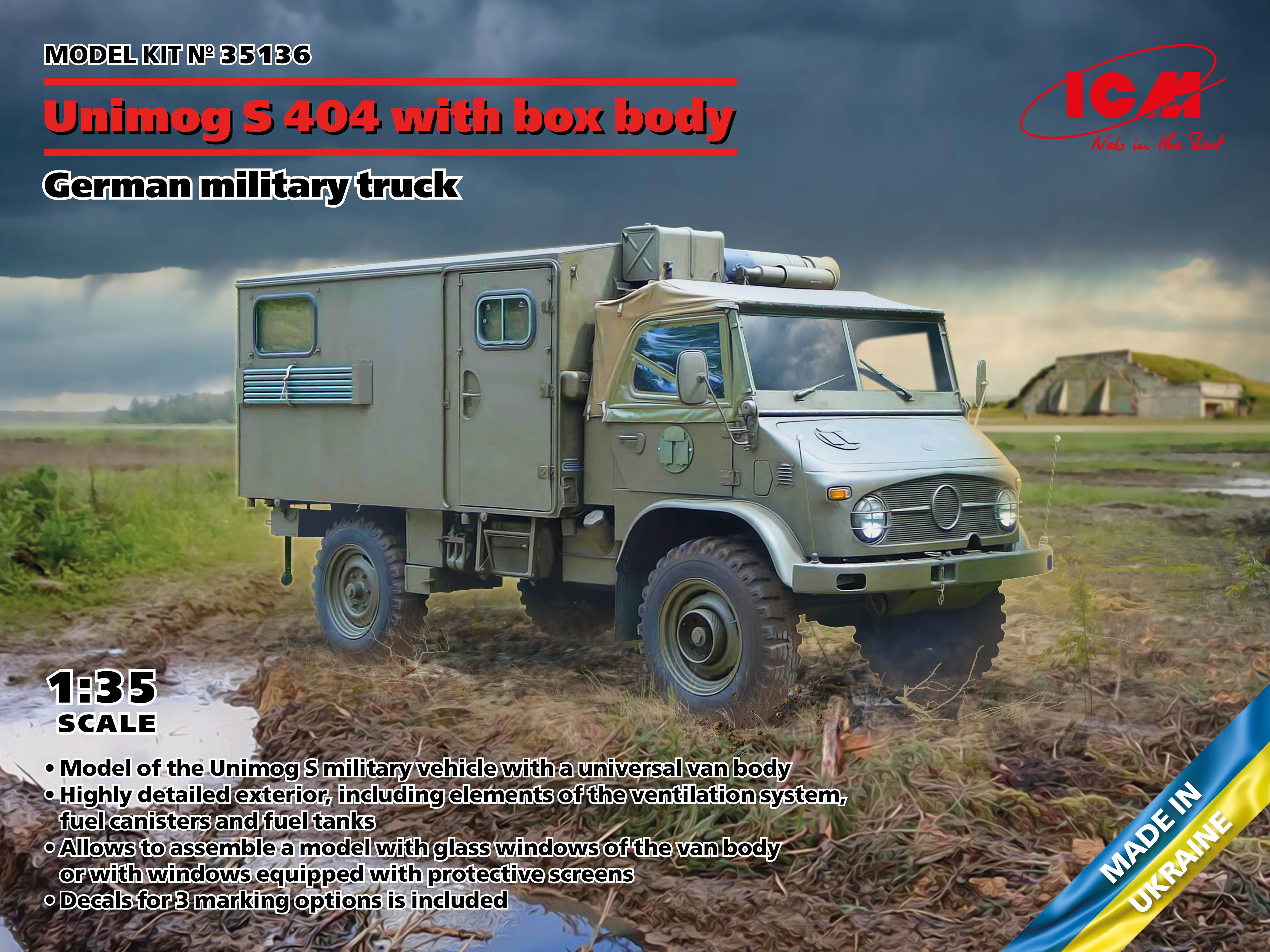 ICM : 1/35 - Unimog S 404 With Box Body, German Military Truck | Boutique FDB
