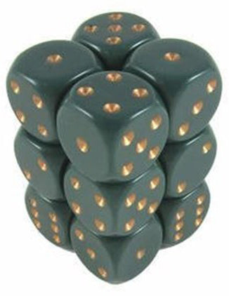 Chessex Opaque: 12D6 dusty green / copper | Boutique FDB
