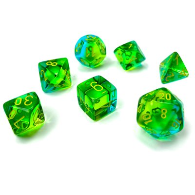 Chessex: Gemini - 7Pc - Polyhedral Translucent Green-Teal / Yellow | Boutique FDB