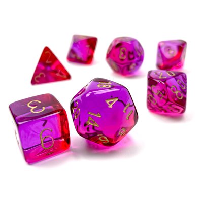 Chessex: Gemini - 7Pc - Polyhedral Translucent Red-Violet/Gold | Boutique FDB