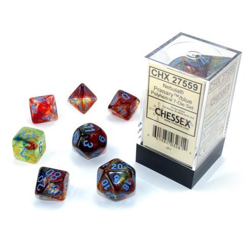 Chessex (27559): Polyhedral 7-Die Set: Nebula: Primary/Blue Luminary | Boutique FDB