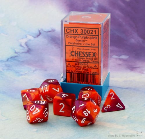 Gemini 7 die set orange-purple/white | Boutique FDB