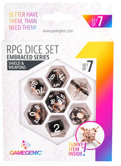 GameGenic - RPG Dice Set - Embraced Series - Shield & Weapons | Boutique FDB