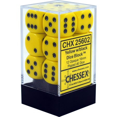 Chessex Opaque: 12D6 yellow / black | Boutique FDB
