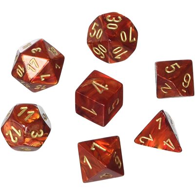 Chessex: Scarab: Mini 7pc Polyhedral Scarlet / gold | Boutique FDB