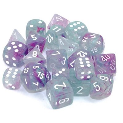 Chessex: Nebula: Mini 7pc Polyhedral Wisteria / white | Boutique FDB