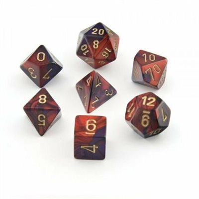 Chessex: Gemini: Mini 7pc Polyhedral Purple-Red / gold | Boutique FDB