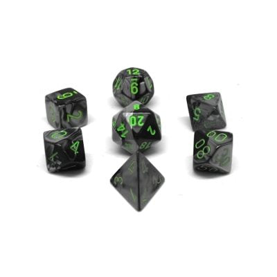 Chessex: Gemini: Mini 7pc Polyhedral Black-Grey/Green | Boutique FDB