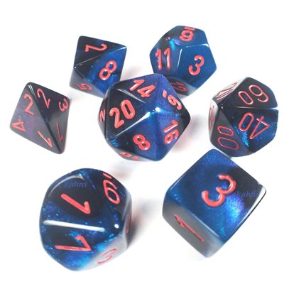 Chessex: Gemini: Mini 7pc Polyhedral Black-Starlight/Red | Boutique FDB