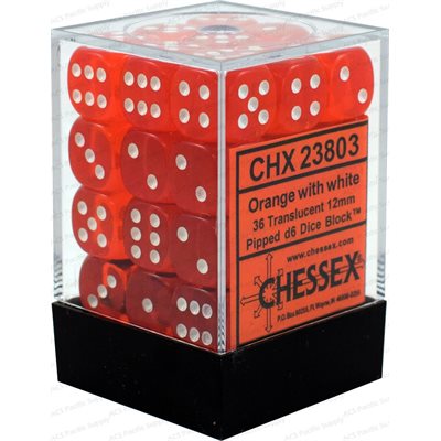 Chessex: Translucent - 36D6 - Orange/White | Boutique FDB