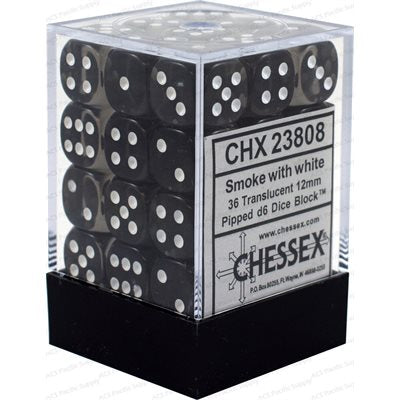 Chessex : Translucent - Smoke/White 36D6 | Boutique FDB