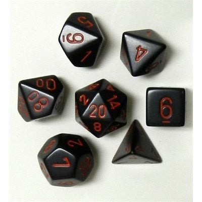 CHX25418 Opaque Black / Red polyhedral 7-die set | Boutique FDB