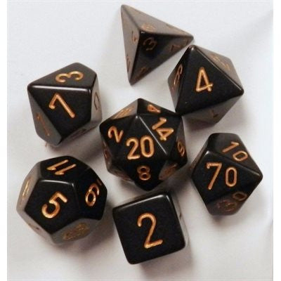 Chessex Opaque: 7Pc Black / Gold | Boutique FDB