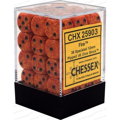 Chessex: Speckled 36D6 Fire 12mm | Boutique FDB