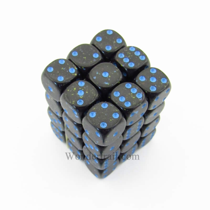 CHX25938 Blue Stars Speckled D6 Dice Blue Pips 12mm (1/2in) Pack of 36 | Boutique FDB