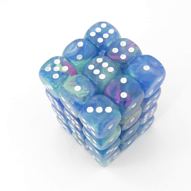 CHX27946 Waterlily Festive Dice with White Pips D6 12mm (1/2in) Pack of 36 | Boutique FDB