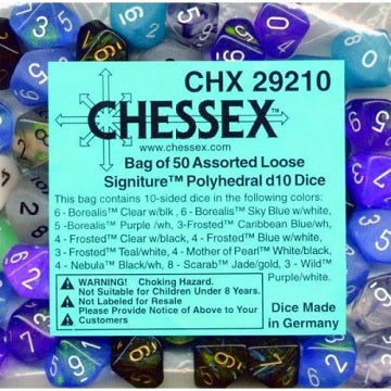 SIGNATURE BAG OF 50 POLYHEDRAL 10-SIDED DICE | Boutique FDB